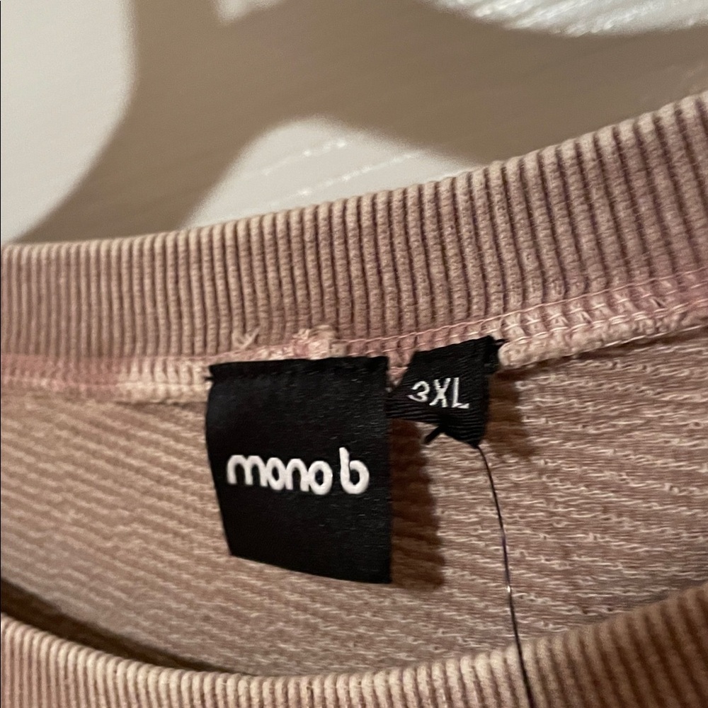 Mono B Ribbed Tan Long Sleeve Top - Picture 2 of 3